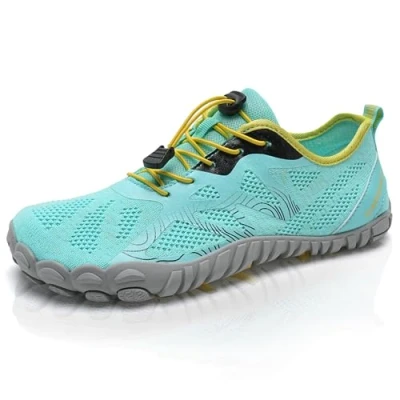 Abbildung von IceUnicorn Herren Damen Barfußschuhe Traillaufschuhe Fitnessschuhe Knit Minimalistische Breiter Zehenbox(A Türkis,39EU)
