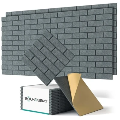 Abbildung von Soundsbay Akustikplatten selbstklebend 18 Stück, Schalldämmung Schallschutz Wand hoher Dichte Ziegeltyp Schallschutzplatten für Akustische Behandlung und Wanddekoration 30x30x0.9cm (Dunkelgrau)