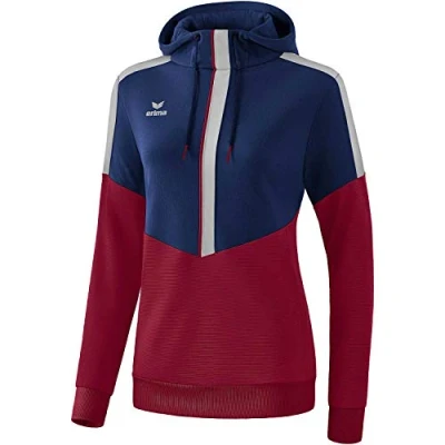 Abbildung von Erima Damen Squad Kapuzensweat, New Navy/Bordeaux/Silver Grey, 38