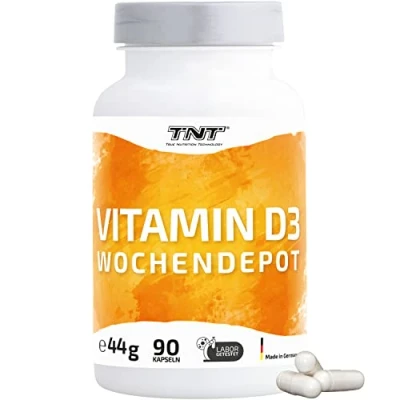 Abbildung von TNT (True Nutrition Technology) Vitamin D3 Wochendepot hochdosiert: 5600 I.E. Kapseln, 120,00 St., 44 g