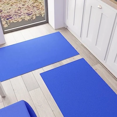 Abbildung von PETTI Artigiani Italiani Küchenteppich, Küchenläufer, waschbar, rutschfest, einfarbig, 52 x 380 cm, elektrisches Blau, 100% Made in Italy