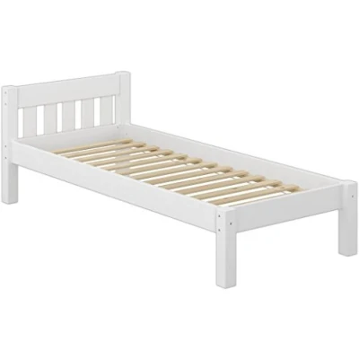 Abbildung von Erst Holz® Modernes Einzelbett Massivholzbett Kiefer weiß 90x200 Futonbett Jugendbett Rollrost 60.38 09 W