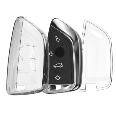 Abbildung von kwmobile Autoschlüssel Hülle kompatibel mit BMW 3 Tasten Smart Key Schlüsselhülle Silikon Cover Transparent