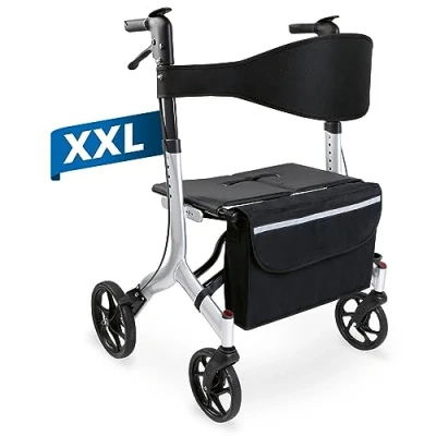 Abbildung von Weinberger XXL Alu Rollator, stabil bis 180 Kg, Medizinprodukt Klasse 1, SGS getestet, faltbar, höhenverstellbar, klappbar, stabil, Gehhilfe, 02262