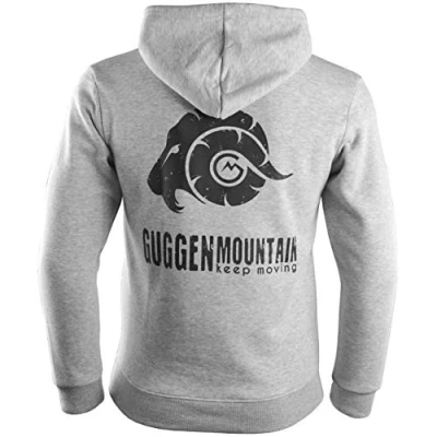 Abbildung von GUGGEN Mountain Herren Kapuzenpullover mit Fleece Hoodie Hooded Logo Sweater Sweatjacke Warmer Pullover Streetwear Langarm Kapuze Outdoor Sport Hellgrau M