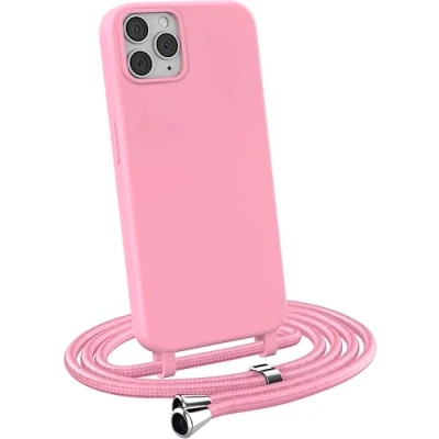 Abbildung von MyGadget Handykette für iPhone 11 Pro Max [ Hülle mit verstellbaren Band ] TPU Handyhülle Handyband zum Umhängen Kordel Schnur Case Schutzhülle Rosa