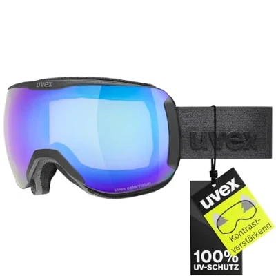 Abbildung von uvex downhill 2100 CV Skibrille für Damen und Herren konstraststeigernd verzerrungs &amp; beschlagfrei black matt/blue green one size
