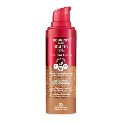 Abbildung von Bourjois Healthy Mix, 05 Medium Tan, Glow Tint Essence, Filter Effekt für nackte Haut, strahlendes Finish, feuchtigkeitsspendende Farbe, erfrischende Textur, vegane Formel und Clean, 30 ml