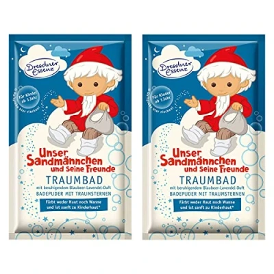 Abbildung von 2er Pack Dresdner Essenz Pflegebad Sandmännchen Lavendel Blaubeer Duft 2 x 60 g Badezusatz vegan