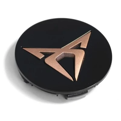 Abbildung von Seat 5FA601171AOXW Radzierkappe (1 Stück) Radkappe Radnabenkappe Nabenabdeckung Nabenkappe, mit Cupra Logo, Kupfer/schwarz