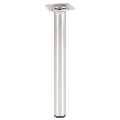 Abbildung von Wagner Möbelbein/Tischbein/Möbelfuß Classic Retro Ø 30 x 300 mm, integrierte Anschraubplatte 60 Innengewinde 10 Stahl in gebürtsteter Edelstahl Optik 12113001