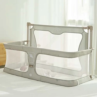 Abbildung von SADRIM 3 in 1 beistellbett Baby,babybett,Babywiege,Baby Bett,Höhenverstellbares, Baby boxspringbett,Baby laufstall, der auf das Bett gestellt Werden kann,mit Mückennetz