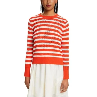 Abbildung von Esprit Gestreifter AUS LOCH Strickpullover Bright orange, Damen, Größe: Medium, orange