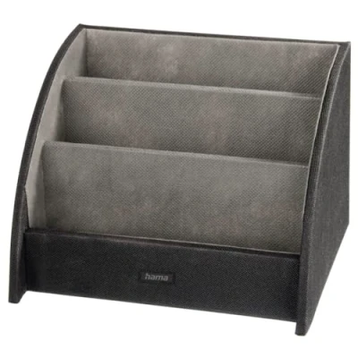 Abbildung von Hama Fernbedienungshalter „Commander“ (Platz für 9 Fernbedienungen, ideal auch als Schreibtisch Organizer, Aufbewahrung Fernbedienung, Stifte, Handy, Brille etc.) schwarz