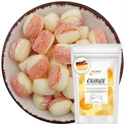 Abbildung von Saliamo 200g Frucht Bonbons Vanille Orange Geschmack Retro Fruchtbonbons wie früher Jahrmarkt Deutsche Manufaktur