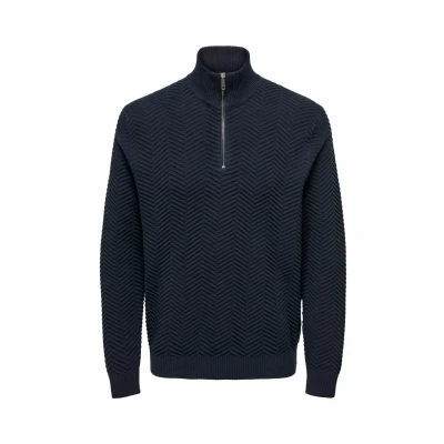 Abbildung von Only &amp; Sons Onsmace Strickpullover, Herren, Größe: Large, Navy blazer