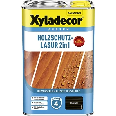 Abbildung von Xyladecor Holzschutz Lasur 2 in 1, ebenholz, 4L