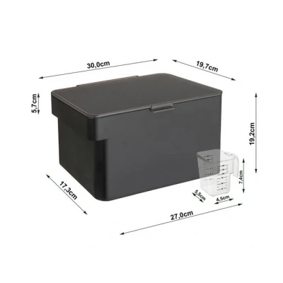 Abbildung von Yamazaki Futterbehälter &quot;Tower&quot; Futterbox 19x19x30cm mit Dosierbecher, Kunststoff, Aufbewahrung für Trockenfutter, Box 3,5kg, luftdicht verschließbar