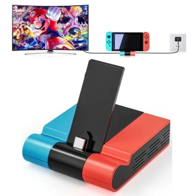Abbildung von 𝐒𝐰𝐢𝐭𝐜𝐡 𝐓𝐕 𝐃𝐨𝐜𝐤 Tendak Docking Station für Nintendo Switch/Switch OLED, Faltbare Typ C zu HDMI Adapter Switch Ladestation mit 4K Schnittstelle und USB 3.0 Port