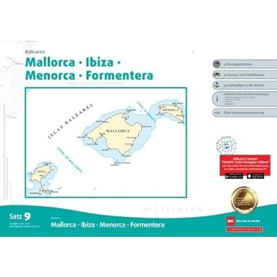 Abbildung von Sportbootkarten Satz 9: Balearen (Ausgabe 2025/2026): Mallorca Ibiza Menorca Formentera