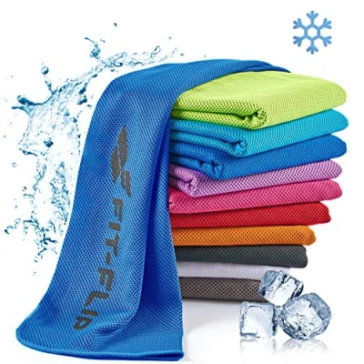Abbildung von Fit Flip Kühlendes Handtuch Ice Cooling Towel und mikrofaser Kühltuch kühlende Handtücher für Nacken Hals Airflip cool Fitness Sport Kühlhandtuch (dunkel blau, 120x35cm)