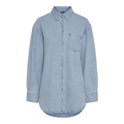 Abbildung von Pieces Pcmaisie Hemdbluse, Damen, Größe: XS, Light blue denim