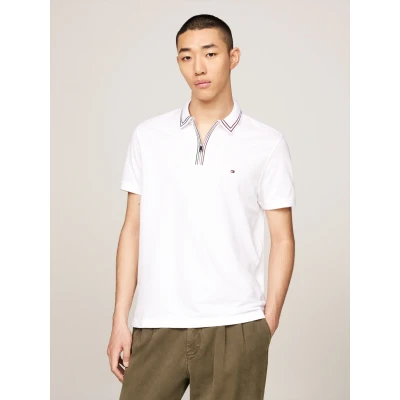 Abbildung von Tommy Hilfiger ZIP Placket Tipping Poloshirt, Herren, Größe: Medium, White