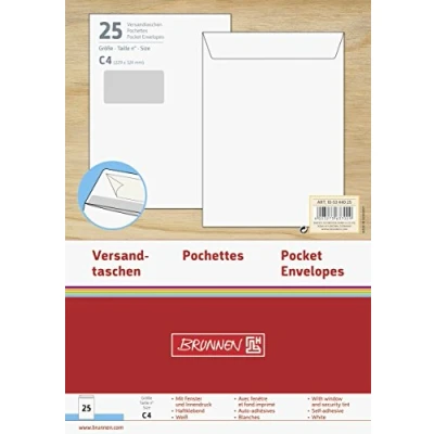 Abbildung von Brunnen Versandtaschen C4 Fenster 120g/qm selbstklebend weiß VE=25 Stü