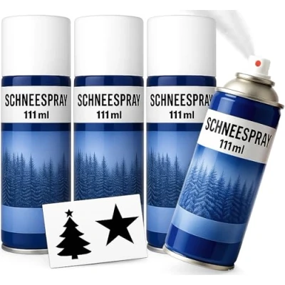 Abbildung von My goodbuy24 4er Set Kunstschnee Spraydose 150ml mit Dekoschnee Schneespray zum Dekorieren zu Weihnachten Fensterspray Spühschnee Künstlicher Schnee für die Fenster