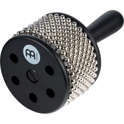 Abbildung von Meinl Percussion Turbo Cabasa Instrument Mittelgroßes Schüttelinstrument Mit Perlenkette Schallöffnungen Holz / Edelstahl, Schwarz (CA5BK)