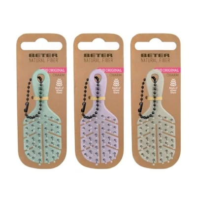 Abbildung von Beter 3er Pack Charm der Bürste Natural Fiber, Format XSS, Inklusive Kette zum Aufhängen an Tasche, Rucksack oder Hose