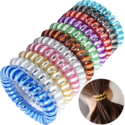 Abbildung von 10 Pcs Spiral Haargummi, Haargummi Spirale, Damen, Traceless Phone Cable Hair Bobbles, Spirale Telefonkabel für Girls Women Ladies(Assorted Colours)