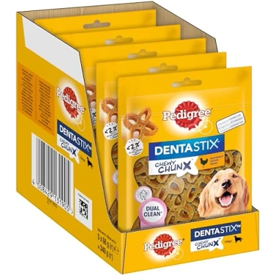 Abbildung von Pedigree® Dentastix Chewy Chunx Zahnpflegesnacks für große Hunde über 15kg, mit Huhn, 5x68g