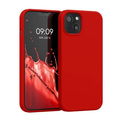 Abbildung von kwmobile Hülle kompatibel mit Apple iPhone 13 Silikon Handy Case Handyhülle weiche Oberfläche kabelloses Laden Rot