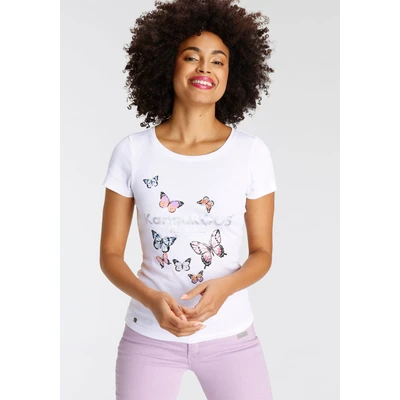 Abbildung von KangaROOS T Shirt, mit filigranem Logodruck &amp; Schmetterlingen NEUE FARBEN