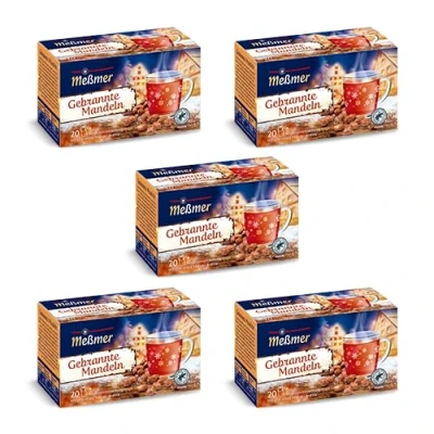 Abbildung von Meßmer gebrannte Mandel 5x Vorteilspaket 100 Teebeutel Rooibosteemischung aromatisiert Geschmack Glutenfrei Laktosefrei Vegan