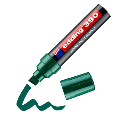 Abbildung von edding 390 Permanentmarker grün 10 Stifte dicke Keilspitze 4 12 mm wasserfest, schnell trocknend Multimarker, Universalstift für Karton, Kunststoff, Holz, Metall, Glas, Stein, Leinwand