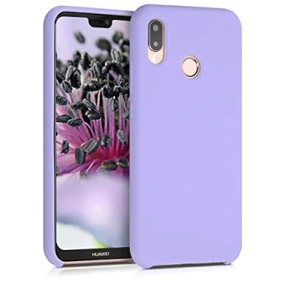 Abbildung von kwmobile Hülle kompatibel mit Huawei P20 Lite Silikon Handy Case Handyhülle weiche Oberfläche kabelloses Laden Lavendel