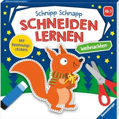 Abbildung von Ravensburger Schnipp Schnapp Schneiden lernen Weihnachten und Kleben ab 3 Jahren Block mit Belohnungsstickern Profi Urkunde Perforierte Seiten