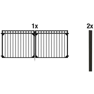 Abbildung von Alberts Zaundoppeltür &quot;Circle&quot;, Breite: 300 cm, Höhe: 100 und 120 cm