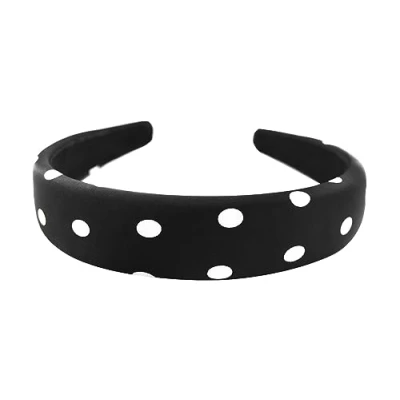 Abbildung von axy Breiter Haarreif mit Stoff gepolstertes und Punkte Muster Wunderschön Damen Stirnband Haarschmuck Haarreifen HRK2P (Schwarz)