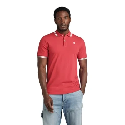 Abbildung von G STAR RAW Men&#039;s Polos Dunda Slim Stripe Polo, Rosa (finch D17127 5864 5789), S