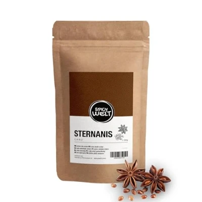 Abbildung von Spicy Welt Sternanis Ganz (250g) Ganze Anissterne für Backen, Kochen &amp; Teemischungen Vielseitig Einsetzbar Intensiv im Geschmack 100% Naturrein, Ohne Zusätze