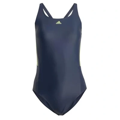 Abbildung von adidas Damen Mid 3 Stripes Swimsuit Badeanzug, Legend Ink/Pulse Lime,