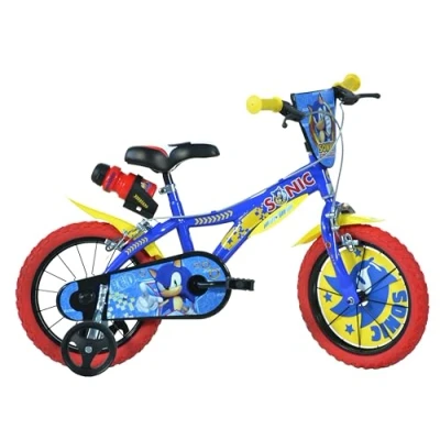 Abbildung von Dino Kinderfahrrad &quot;Sonic&quot;, 1 Gang, mit Stützrädern, Trinkflasche und Frontschild