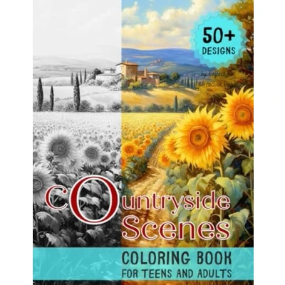 Abbildung von Countryside Scenes Coloring Book: Peaceful Farm Houses, Charming Animals, Serene Landscapes Over 50 designs to color and relaxing for Teens ... Relieve Stress Adults)