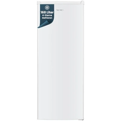 Abbildung von homeX Gefrierschrank, Tiefkühlschrank groß 168L Nutzinhalt, 4 Sterne Gefrieren, XXL Freezer, Gefrierschränke freistehend, Temperaturregelung, wechselbarer Türanschlag, leise 40 dB, Gefriergerät weiß
