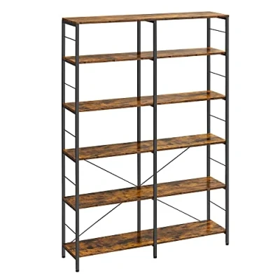 Abbildung von VASAGLE Bücherregal, Standregal mit 6 Ebenen, 30 x 120 170 cm, Industrie Design, für Wohnzimmer, Arbeitszimmer, Balkon, Küche, vintagebraun schwarz LLS114B01