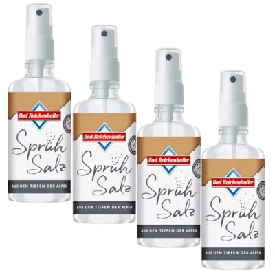 Abbildung von Bad Reichenhaller Alpensaline Pures Sprühsalz 4 x 120ml Reine Natursole der Alpen naturbelassen salz zum sprühen Set Vorratspackung