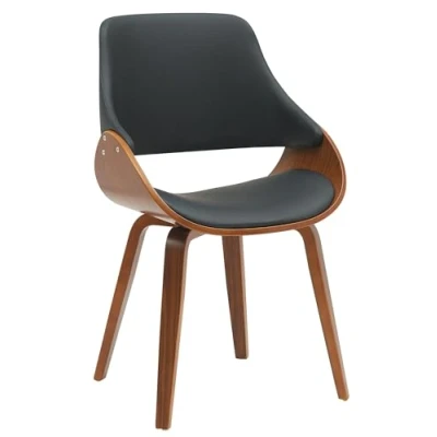 Abbildung von CLP Esszimmerstuhl Vangale I Küchenstuhl mit Gestell aus Bugholz Polsterstuhl Rückenlehne, Farbe:walnuss/schwarz, Material:Kunstleder